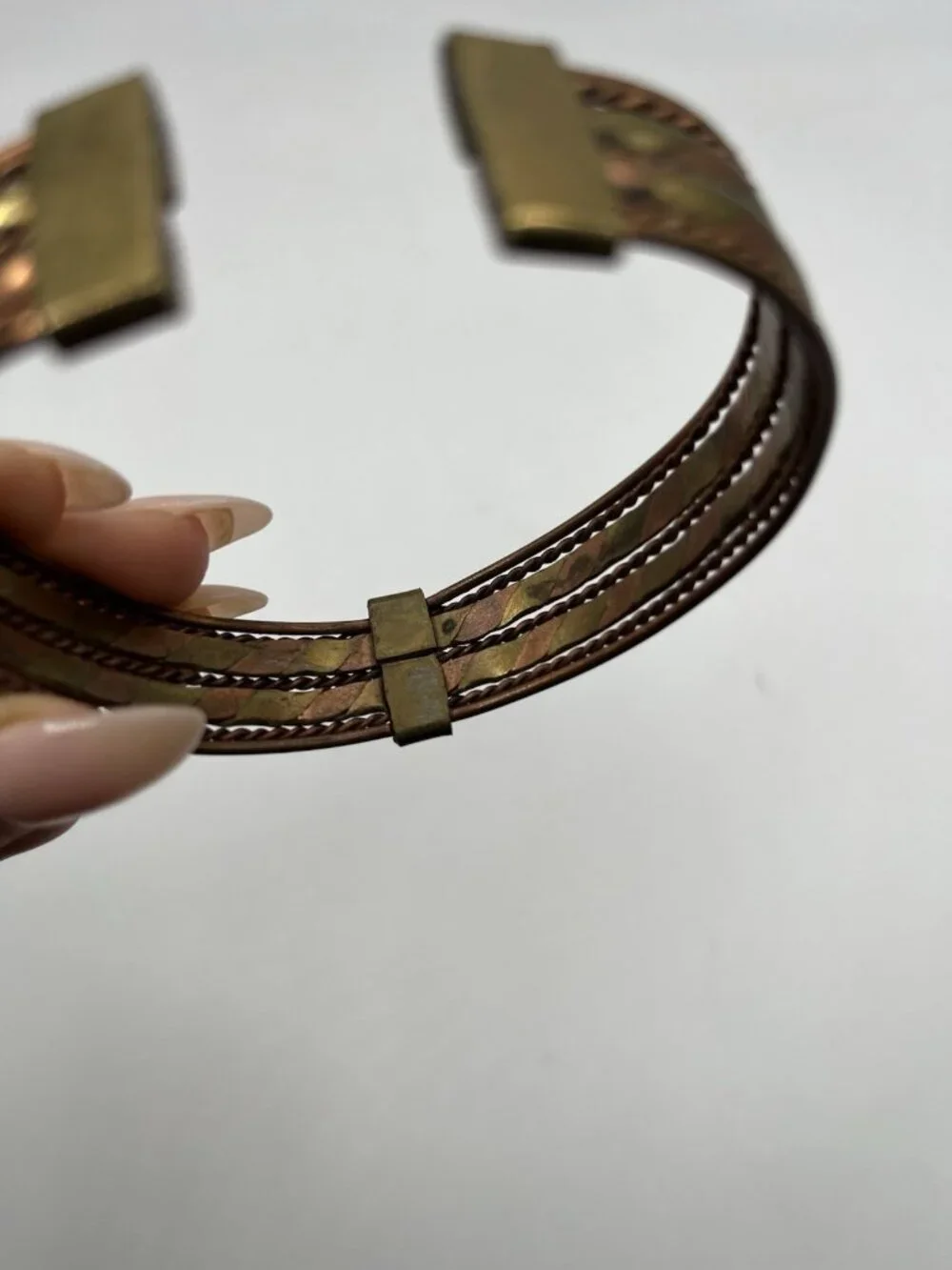 VTG Artisan Copper & Brass Cuff Bracelet Twisted Metal Boho Southwestern Boho